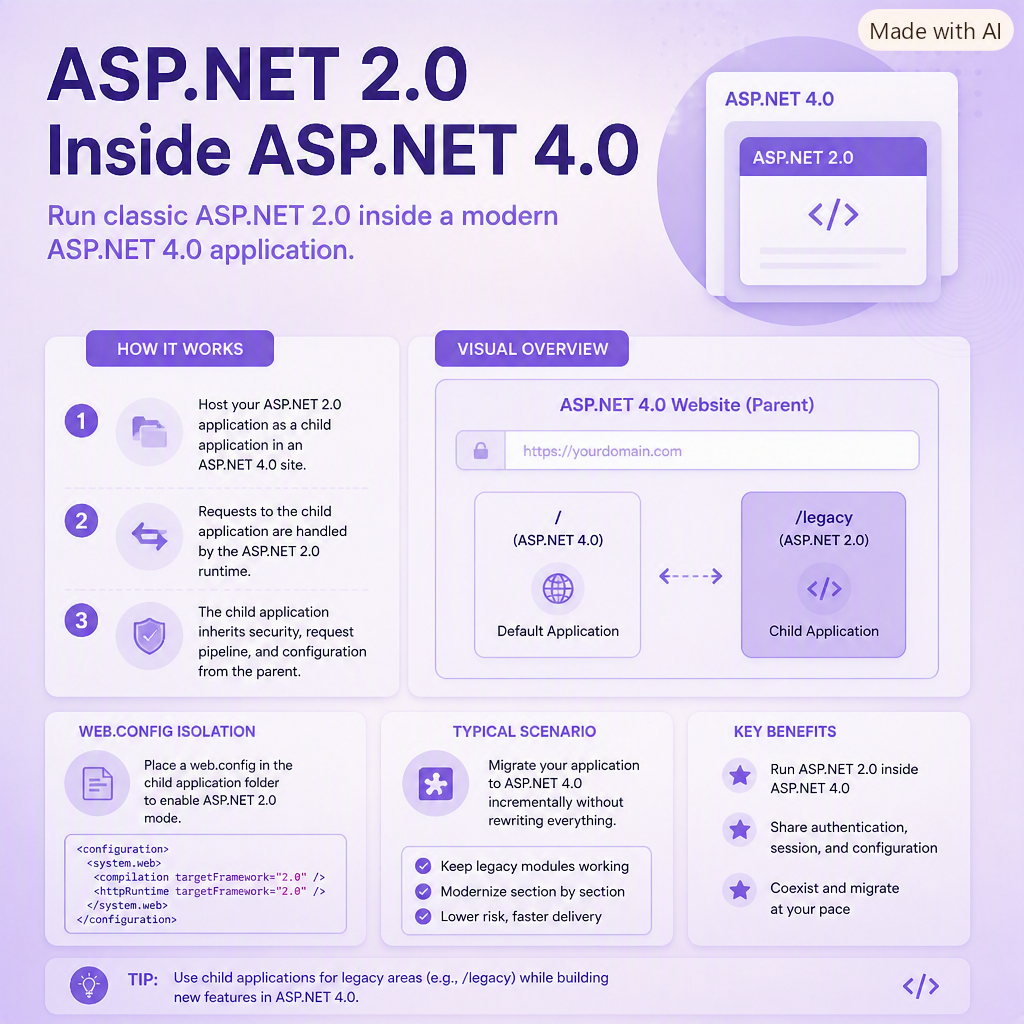 Running an ASP.NET 2.0 Application Inside an ASP.NET 4.0 Site